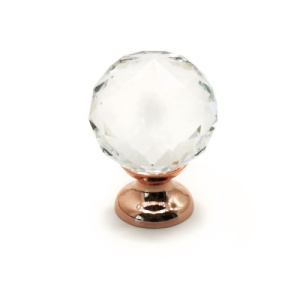 Ручка-кнопка Crystal 22012.00.34S стекло (гранка), полиров. медь, D30, Metakor