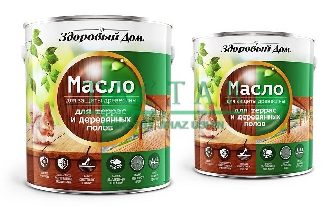 Масло для терасс и деревянных полов Здоровый дом дуб 0,75л Л-С